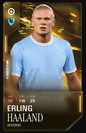 A Sorare Limited Erling Haaland player card.